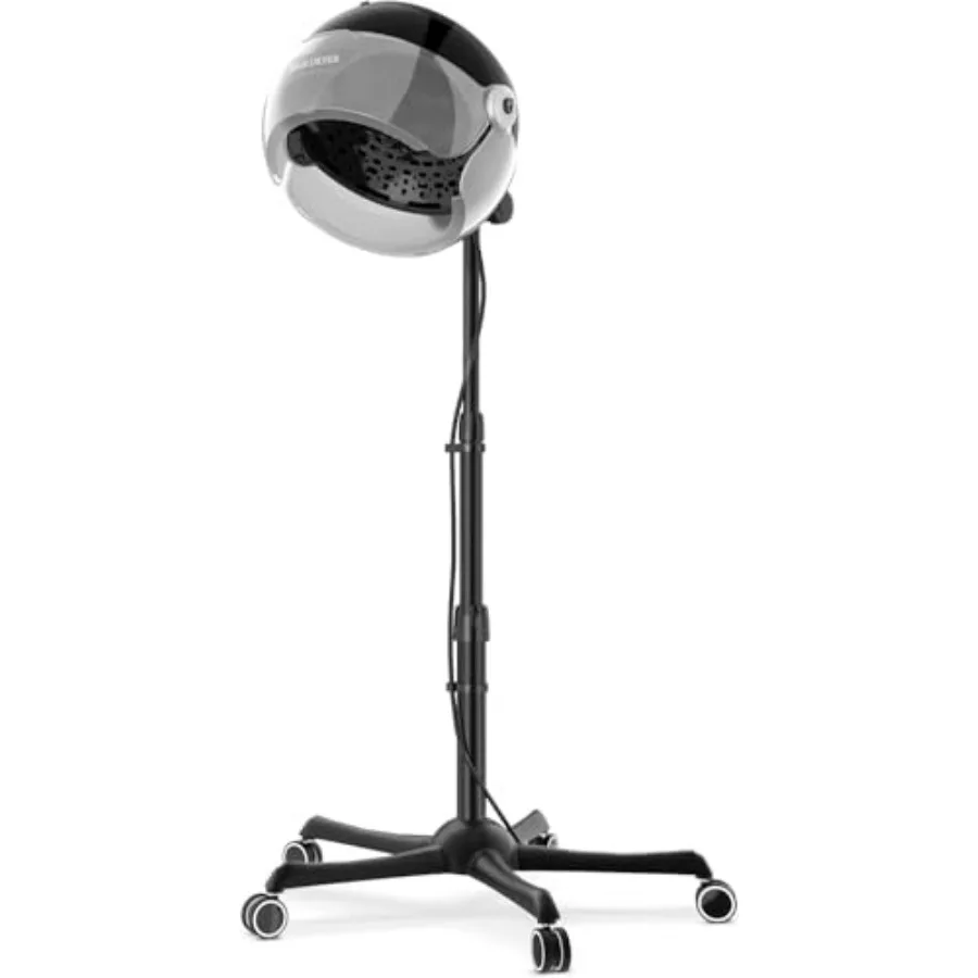 

Salon, spa and home use; ionic hooded hair dryer; white; 1875W power, height adjustable, bonnet, 3 temperature settings, rollin