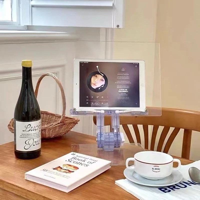 Support de lecture en acrylique, support de tablette, support de téléphone réglable 180 °   Bibliothèque transparente protégeant la colonne cervicale empêchant la myopie