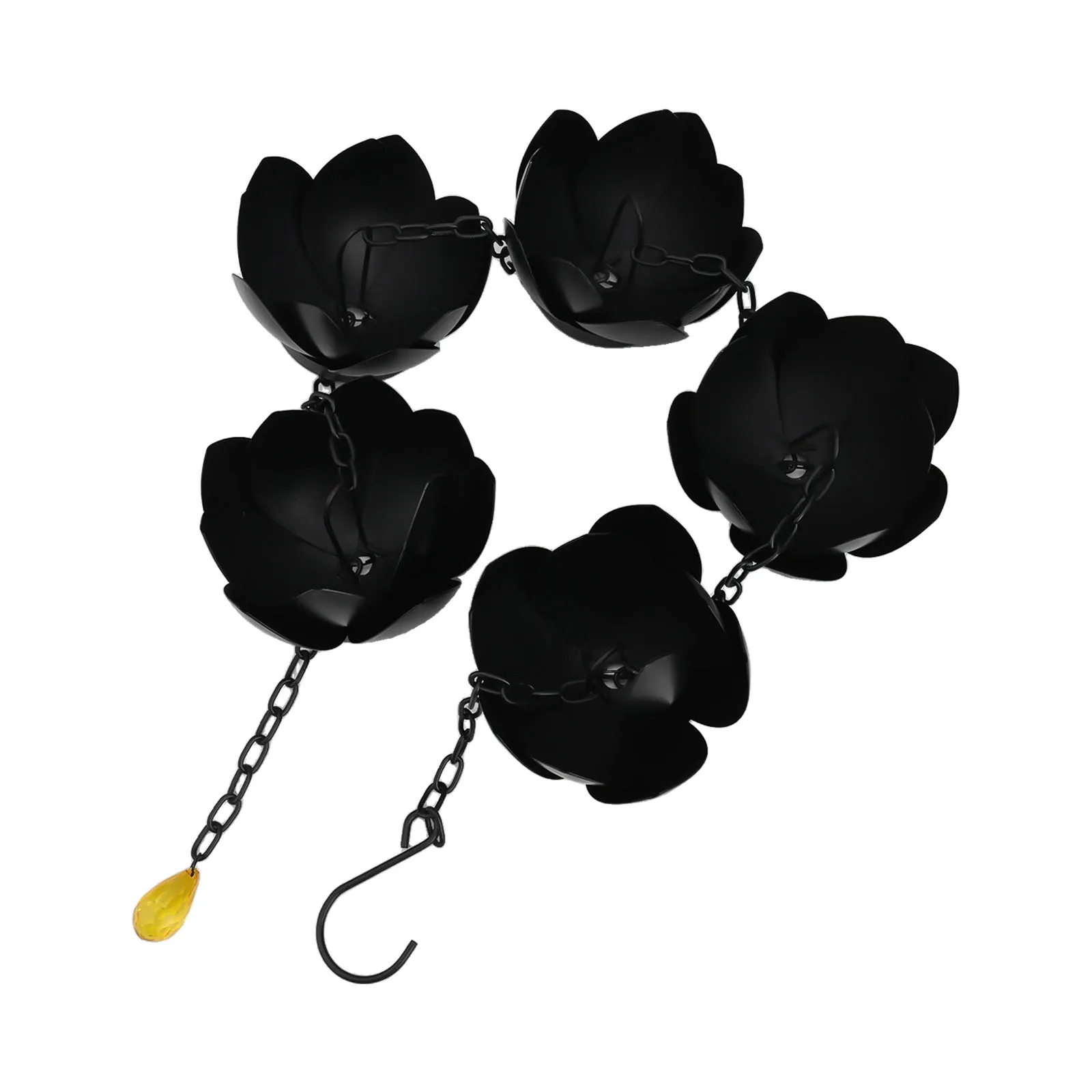 Outdoor Lotus Drainage Rain Chain Garden Decoration (5 Lotus) 1.2 Meters Outdoor Garden Hanging Rain Chain Versatile Decoration