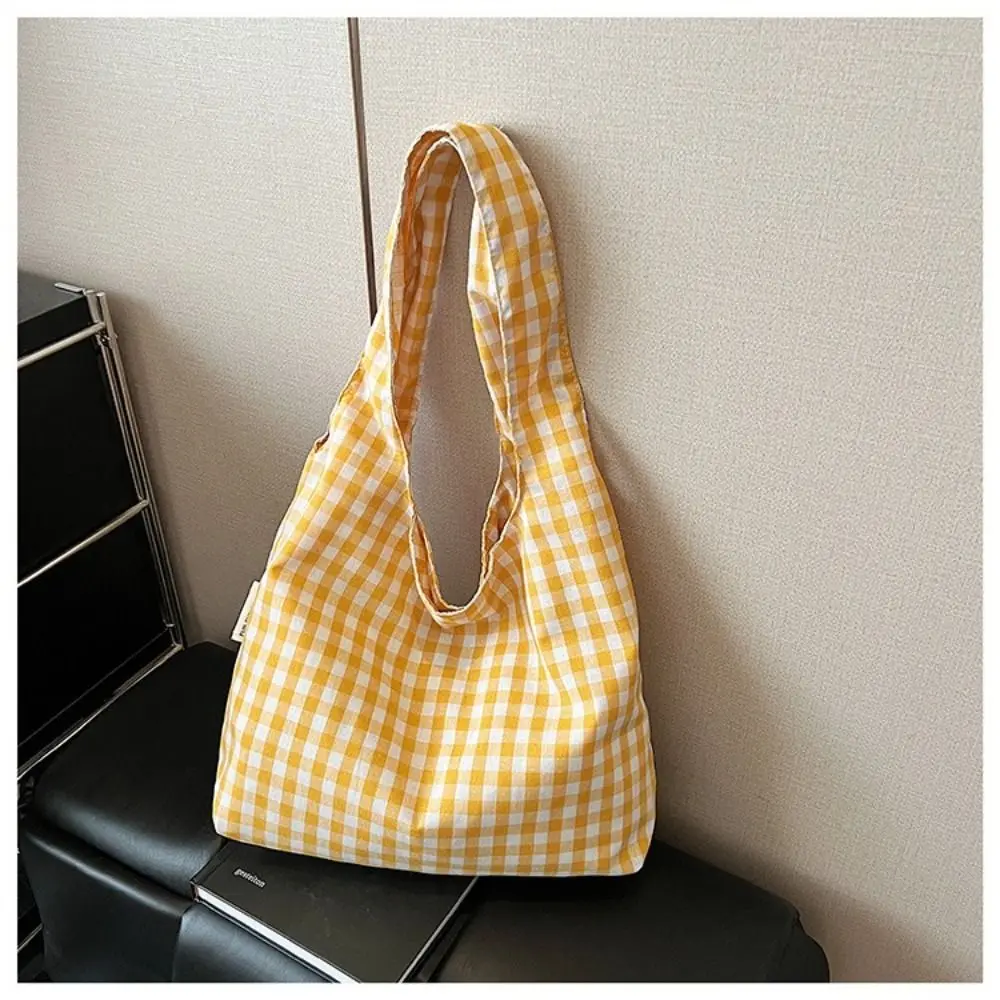 

Vintage Plaid Underarm Bags Large Capacity Lightweight Single Shoulder Bag Students Commute Women's Handbag Spring Summer