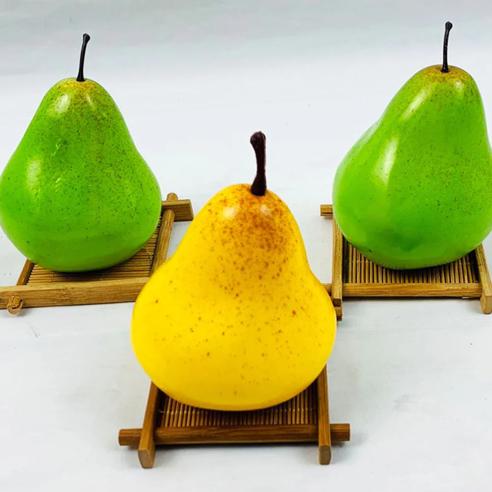 4 Pcs Artificial Pear Models Simulation Fruit Decor Teaching Aids Ornament Photography Props Pineapple Ornaments