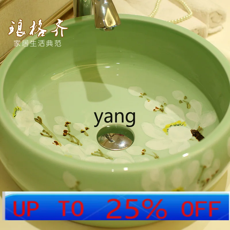 LMM Bathroom Basin Round Countertop Basin Art Basin Washstand for Home Use
