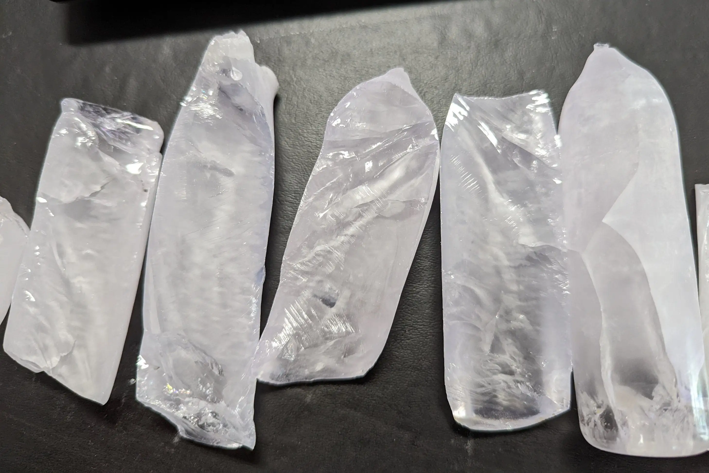 White #12 Lab Created Corundum Sapphire Faceting Rough for Gem Cutting - Various Sizes - Split Boule