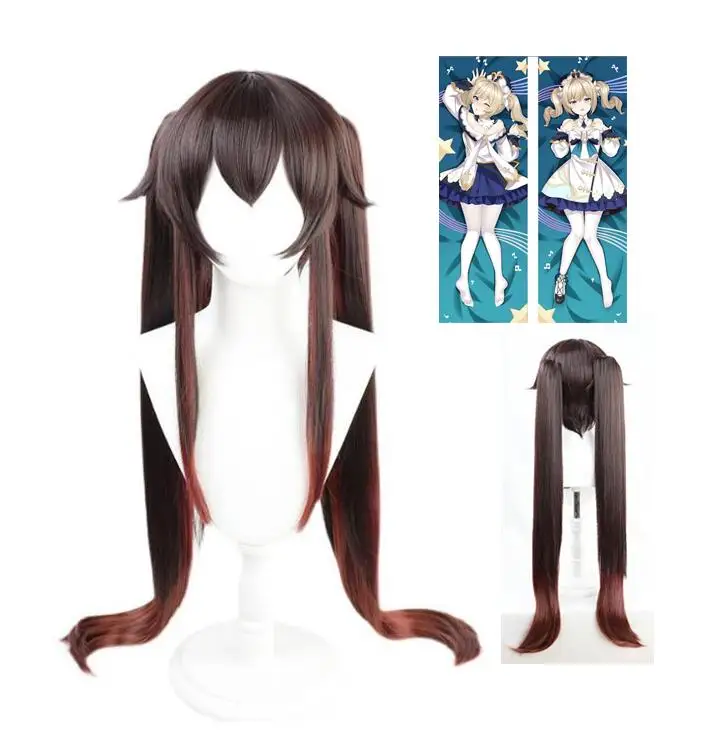 

Hu Tao Cosplay Wig 100cm Long Brown With Ponytails Impact Hutao Heat Resistant Synthetic Hair Wigs Dakimakura Pillow Case