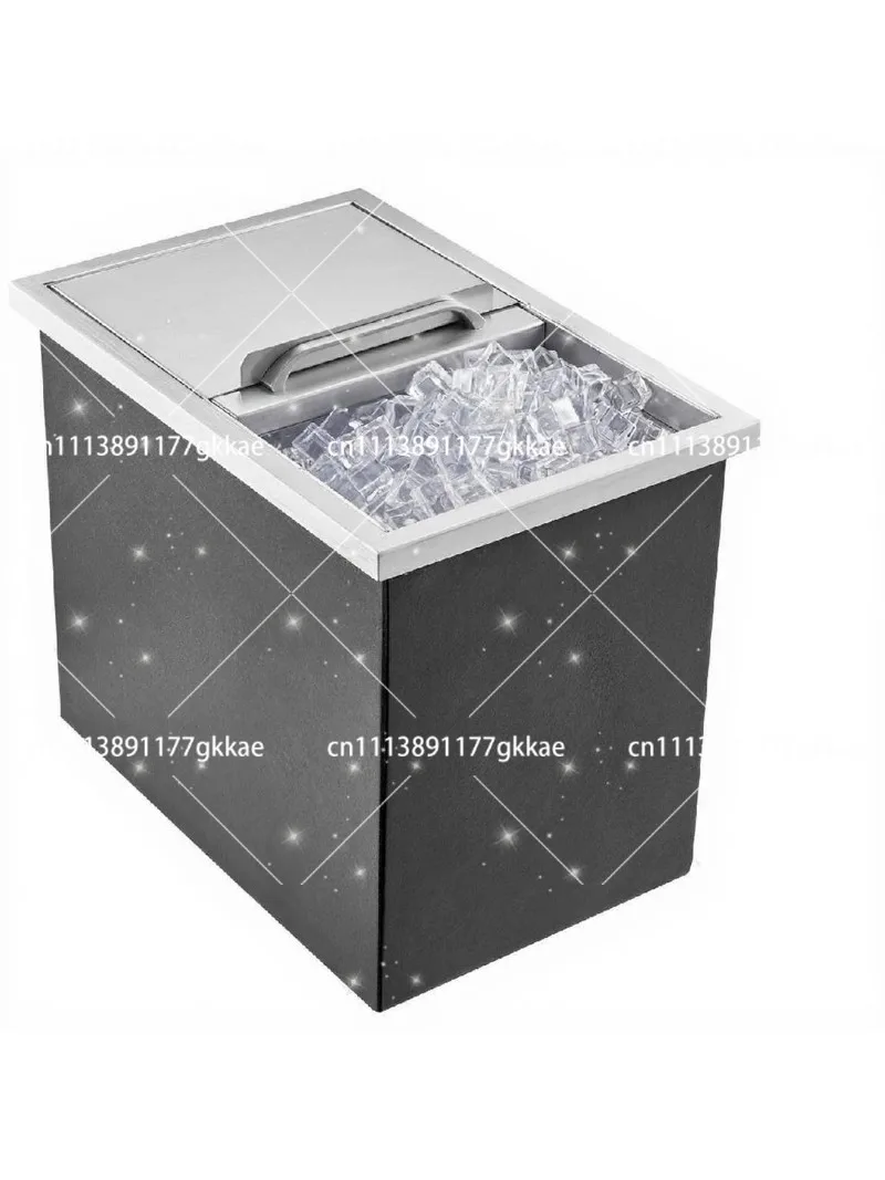 Stainless Steel Ice Tray with Insulation Cotton Embedded Push Lid for Commercial Kitchen Bar Counter, Special Ice Storage Pool