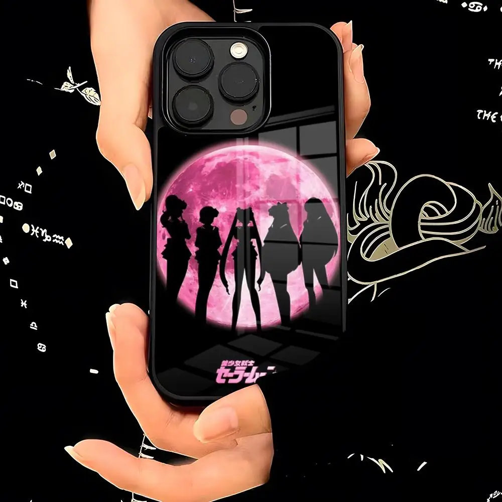 Anime S-SailorS M-MoonS Phone Case PC+TPU for iphone 16ProMax 15 14 11 12 13 Pro Xs Max Mini Xr X Plus Coque