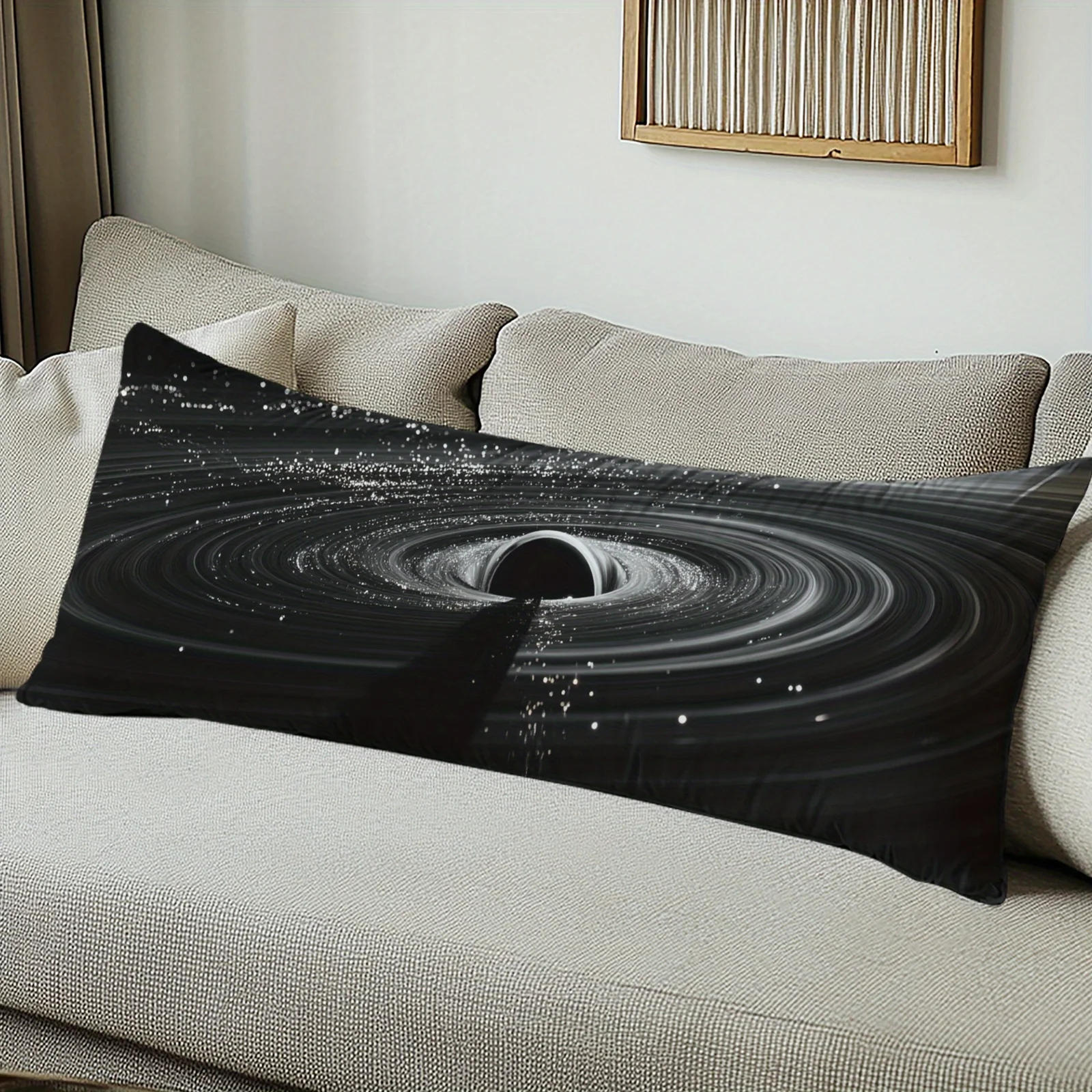 1pc Ultra-Long Galaxy Black Hole Pillowcase - Extreme Universe Design with Zipper Closure, Suitable for Bed, Sofa, Chair - Moder