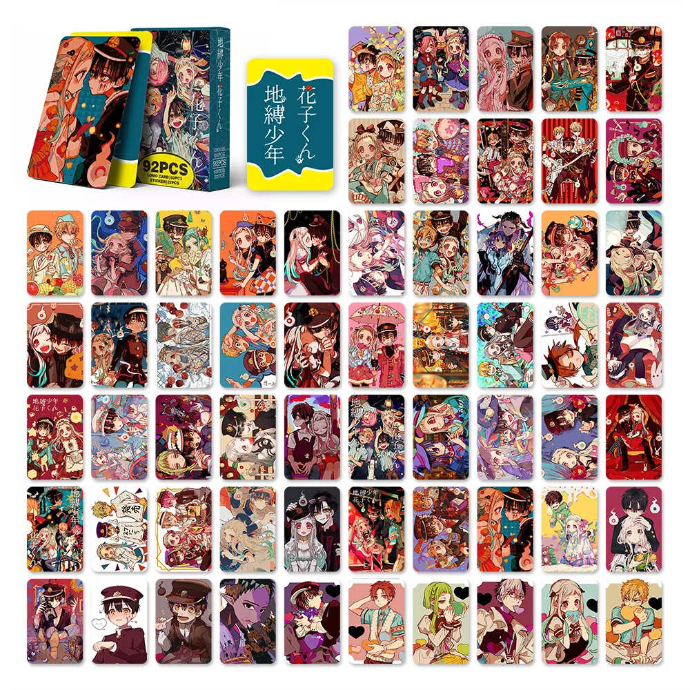 60+32Pcs/Set Anime Toilet-bound Hanako-kun Lomo Card Mini Stickers Photocard Fans Collection Card Toy Gift ﻿