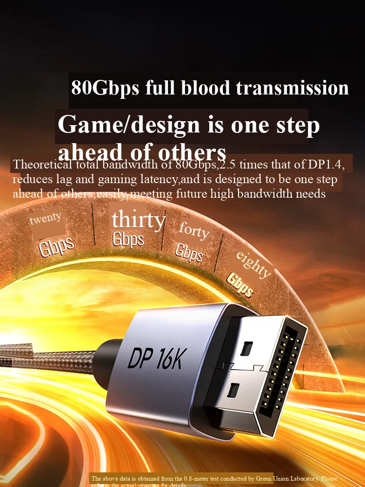UGreen Link DP-Kabel 2.1 HD-Daten-16K-Computer, verbunden mit 240 Hz Grafikkarte mit hoher Bildwiederholfrequenz 2.0/1.4-Schnittstellenleitung