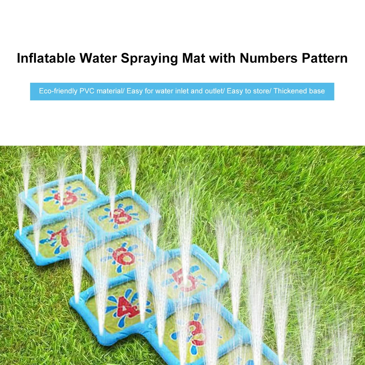 1pc Water Spray Playmat Inflatable Outdoor Pool Mat For Kids Number Learning 1-9 Splash Pad Durable Thick Educational Baby