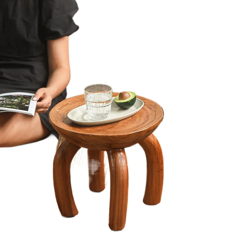 

Elm tripod sofa small side table, medieval solid wood living room home coffee table