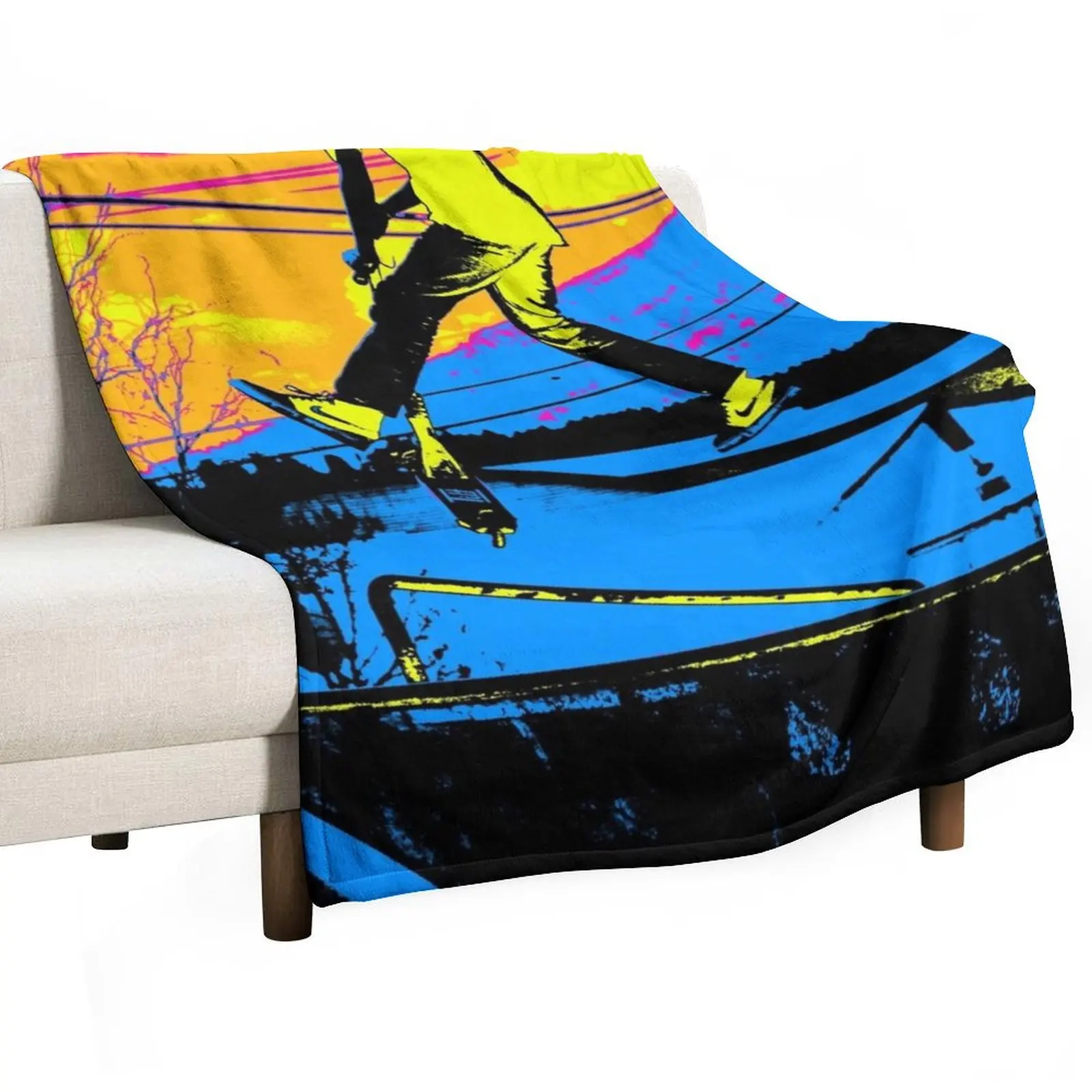 Air Walking- Stunt Scooter Throw Blanket Single Luxury St Sofas Blankets