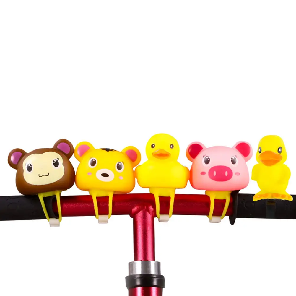 2Pcs Cartoon Animal Monkey Bike Bell Lamp Button Battery Powered Kids Balance Bike Horn Accessory Silicone Band Easy Install
