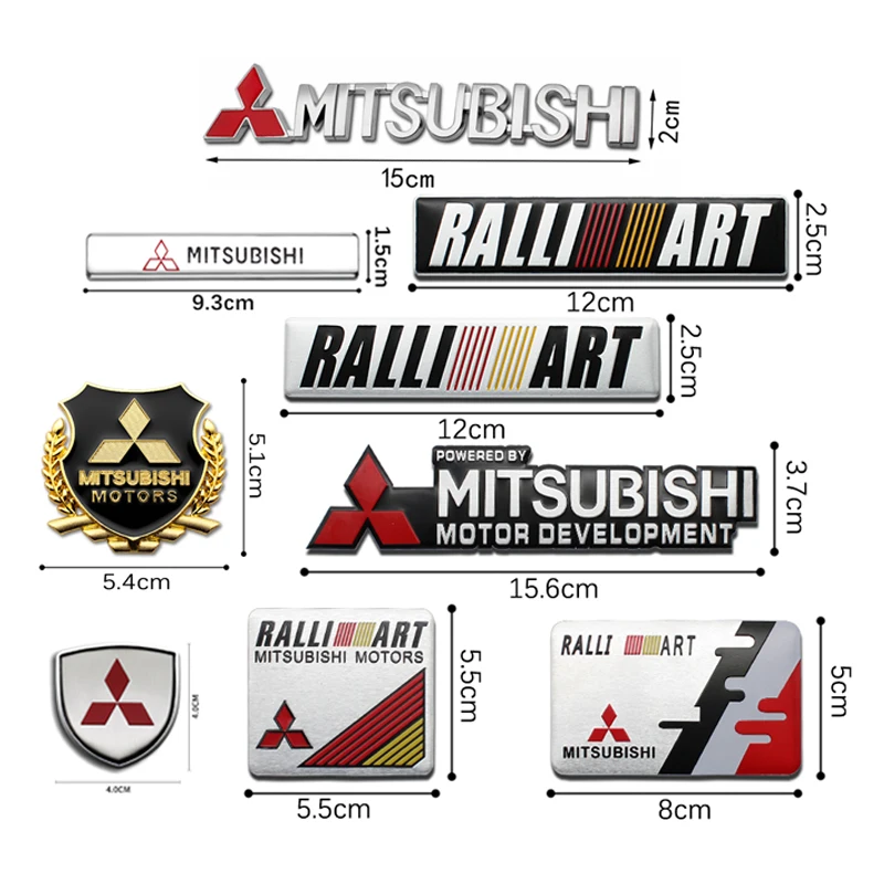 ثلاثية الأبعاد معدن الألومنيوم سيارة الجانب الحاجز ملصق سبيكة شارة شعار السيارات الخلفي الجذع الشارات لميتسوبيشي Ralliart ASX أوتلاندر X لانسر #1