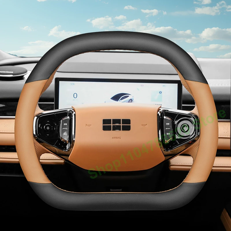 Anti-slip Leather Steering Wheel Covers Handlebar Cover All Seasons for Geely Galaxy A7EMi Interior Accessories