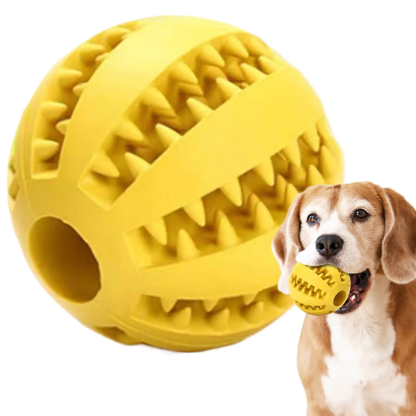 Dog Treat Ball Puppy Teething Chew Toy Dog Treat Dispenser Toy  Dental-Resistant Bouncy Ball Dog Puzzle Mind Stimulating Games