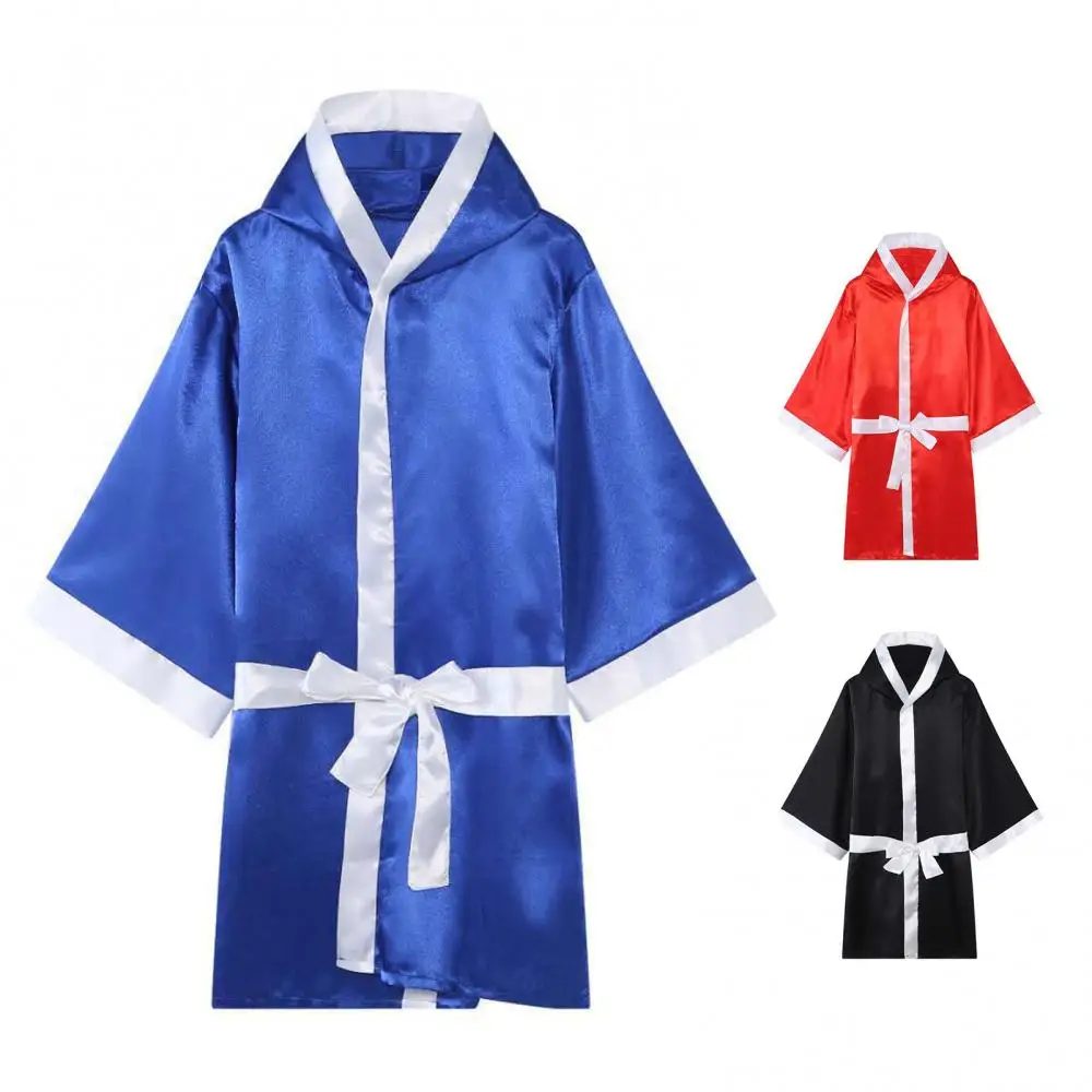 Unisex แขนยาวเข็มขัดการแข่งขันการฝึกอบรมมวย Robe ชุดคิกบ็อกซิ่งชุด