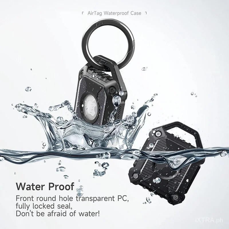 Funda impermeable con soporte de AirTag con llavero, cubierta completa de tornillo, duradera, antiarañazos, llavero de equipaje completamente