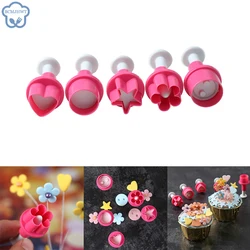 5Pcs/Set Heart Star Flower Plunger Fondant Cutter Sugarcraft Cake Decorating Tools DIY Cookie Stamper Baking Accessories