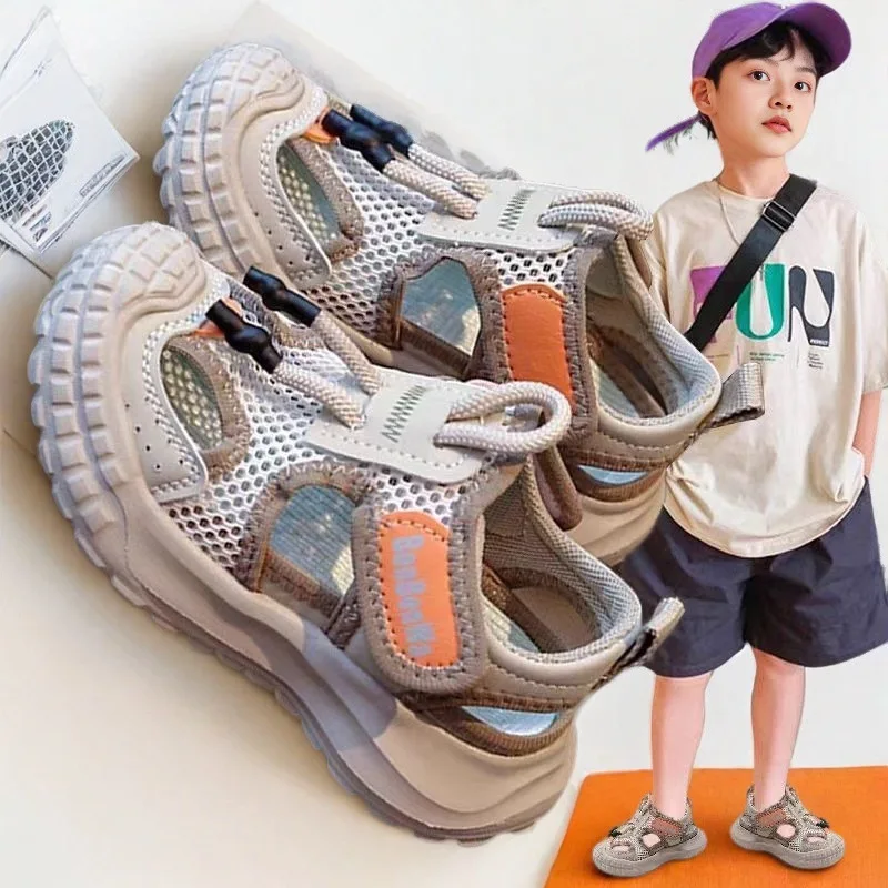 Boys Sandals 2026 New Summer Kids Hollow Out Mesh Sandals Soft Sole Breathable Sports Casual Shoes For Boys Girls