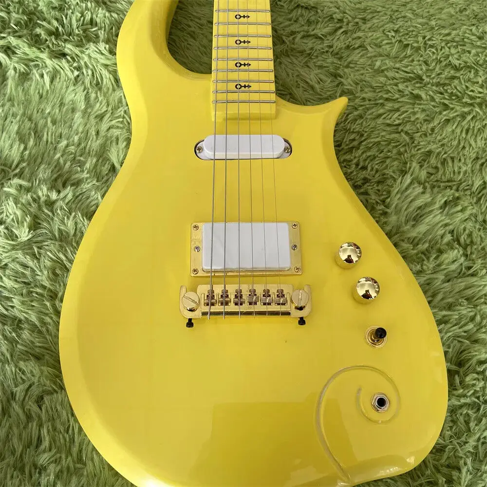 Prince Cloud Electric Guitar, Yellow Body Guitar with Gold Hardware Customized