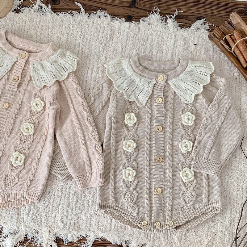 2024 New Autumn Baby Clothing Toddler Baby Girl Knitted Romper Infant Baby Girls Knitted Jumpsuit Korean Style Climbing Suit