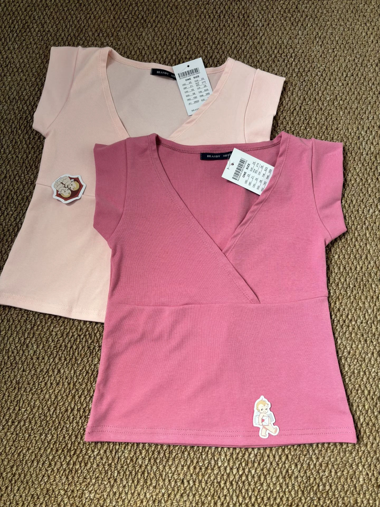 New Rose Red Slim Crop Top Woman Sexy V-neck Short Sleeve Cotton Cropped T-shirt Solid Casual Simple Sweet All-match Tee Tops image 5