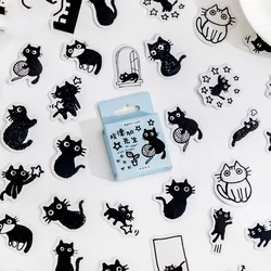 45PCS Cat Stickers with Cats Stickers Sheet Cute Stickers for Scrapbooking Pack Set Black Cat
