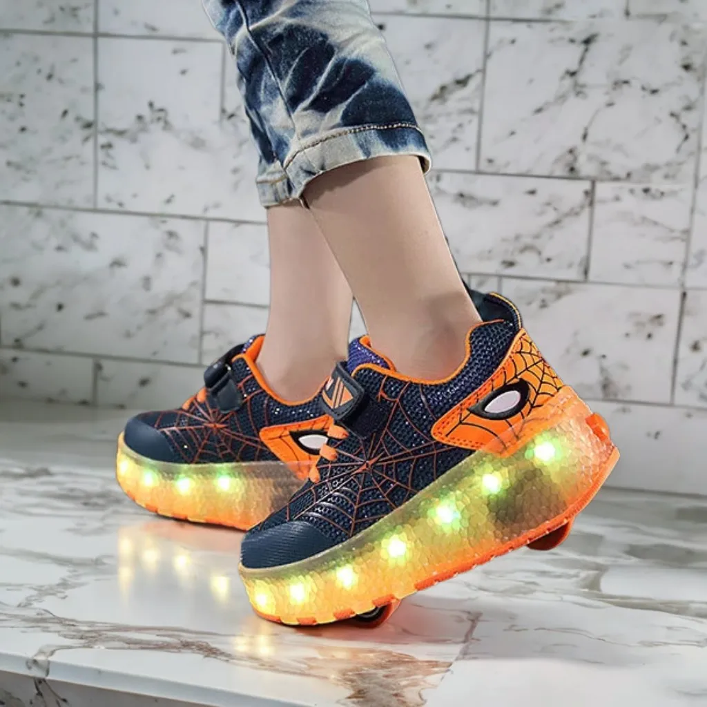 

Boys Girls Roller Shoes LED Light Up USB Charging Children Roller Skate Casual Skateboarding Shoes Sports Shoes Kids Sneakers
