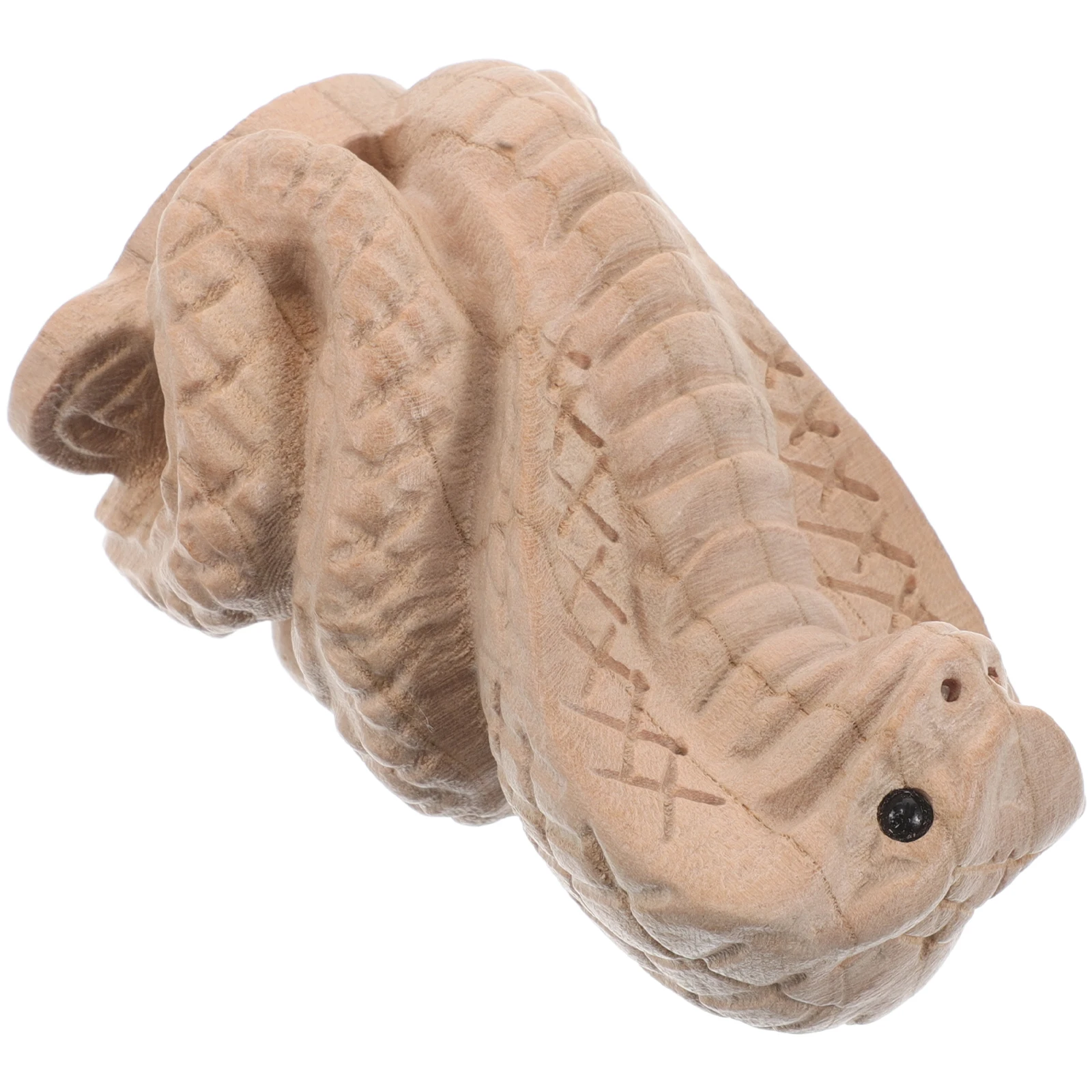 

Wood Carving Figurines Handcrafted Zodiac Decor 12cm Rustic Small Snake Figurine Wooden Statue for Home Office Presents
