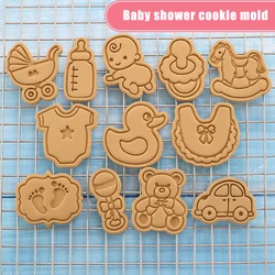 Baby Shower Cookie Embosser Mold Cartoon Cookie Mold Home Baking DIY Fondant Mold 3D Biscuit Press Cutting Die Cake Decorating