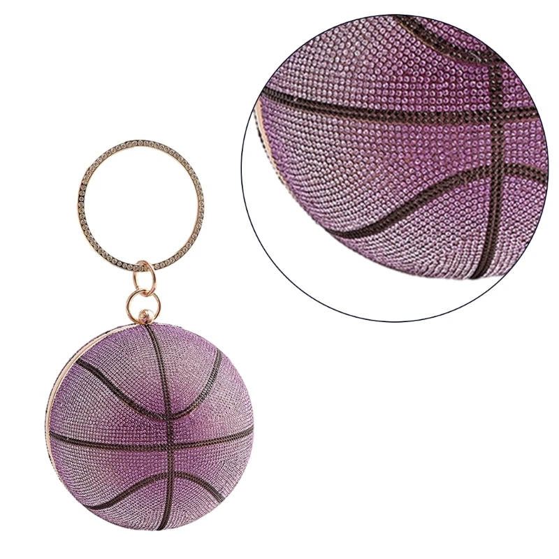Lady Purse Wedding Clutch Crossbody Shoulder Bag for Women Round Basketball Evening Bag Party Banquet Bags E74B