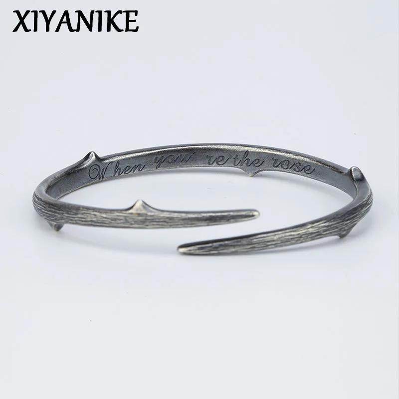 

XIYANIKE Men Women Vintage Thai Silver Thorn Cuff Bracelet Punk Korean Fashion New Jewelry Party Couple Gift pulseras mujer