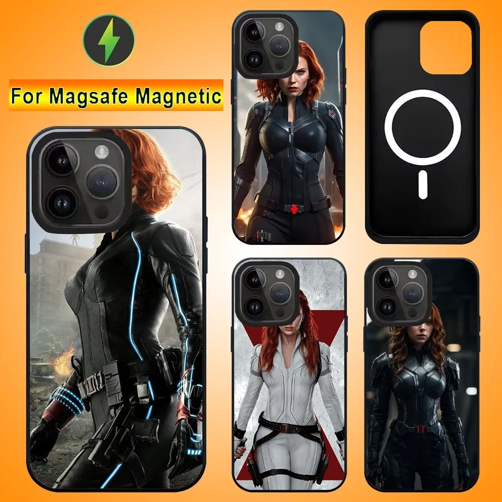 Black W-Widow Phone Case For IPhone 15 14 13 Pro Max 11 12 Mini Alex Mirror For Magsafe Wireless Charging Cover