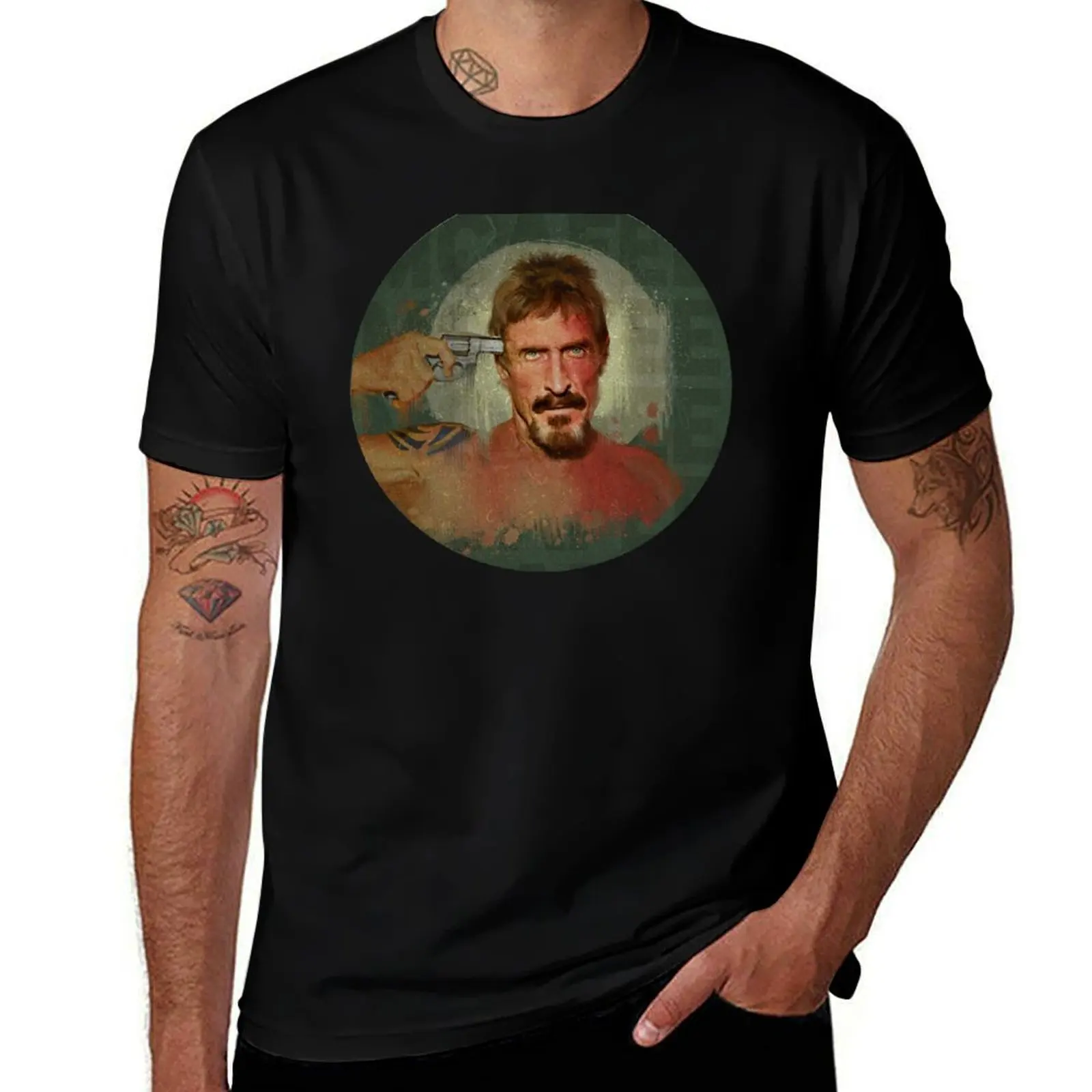 

John McAfee T-Shirt man t shirt heavy cotton t shirts for man slim fit t shirts for man graphic vintage T-Shirt