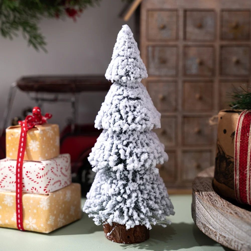 Festive Tabletop Display Tabletop Decor Mini Pvc Christmas Ornament PVC Christmas Tree Realistic Appearance Snowy Finish Effect