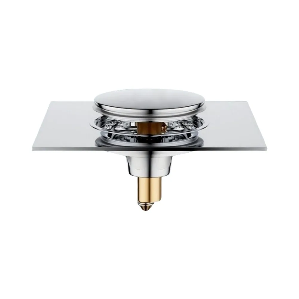 Brass Floor Drain for Core Designed for 9.8 cm x 9.8 cm Square Drain Openings Offering Consistent Seal and Smooth Operation