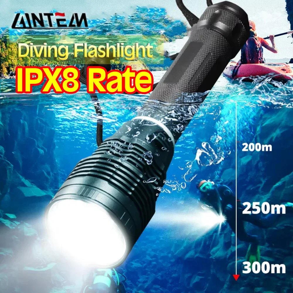 Professional IPX8 Underwater Diving Light XHP70.2 Waterproof Scuba Dive Flashlight Torch Lamp lanterna Power by 26650 for Diver