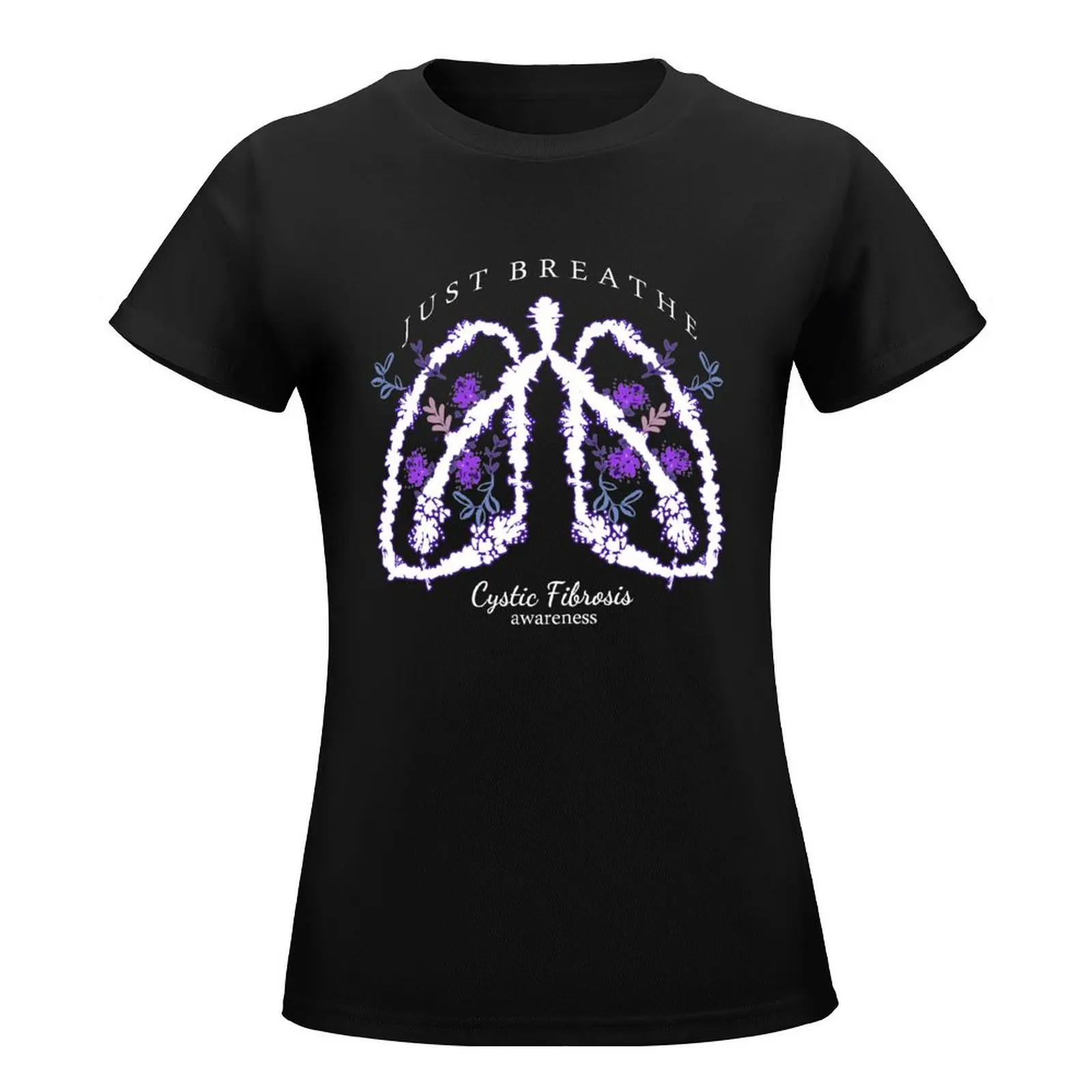 Cystic Fibrosis Awareness (White) Just Breathe T-Shirt Short sleeve tee kawaii clothes tight shirts for Women