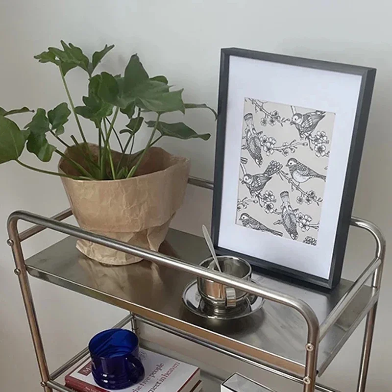 Metal Shelf Ins Modern Style Multi-layer Floor Removable Pulley Storage Rack Kitchen Islands and Trolleys Rolling Storage Cart