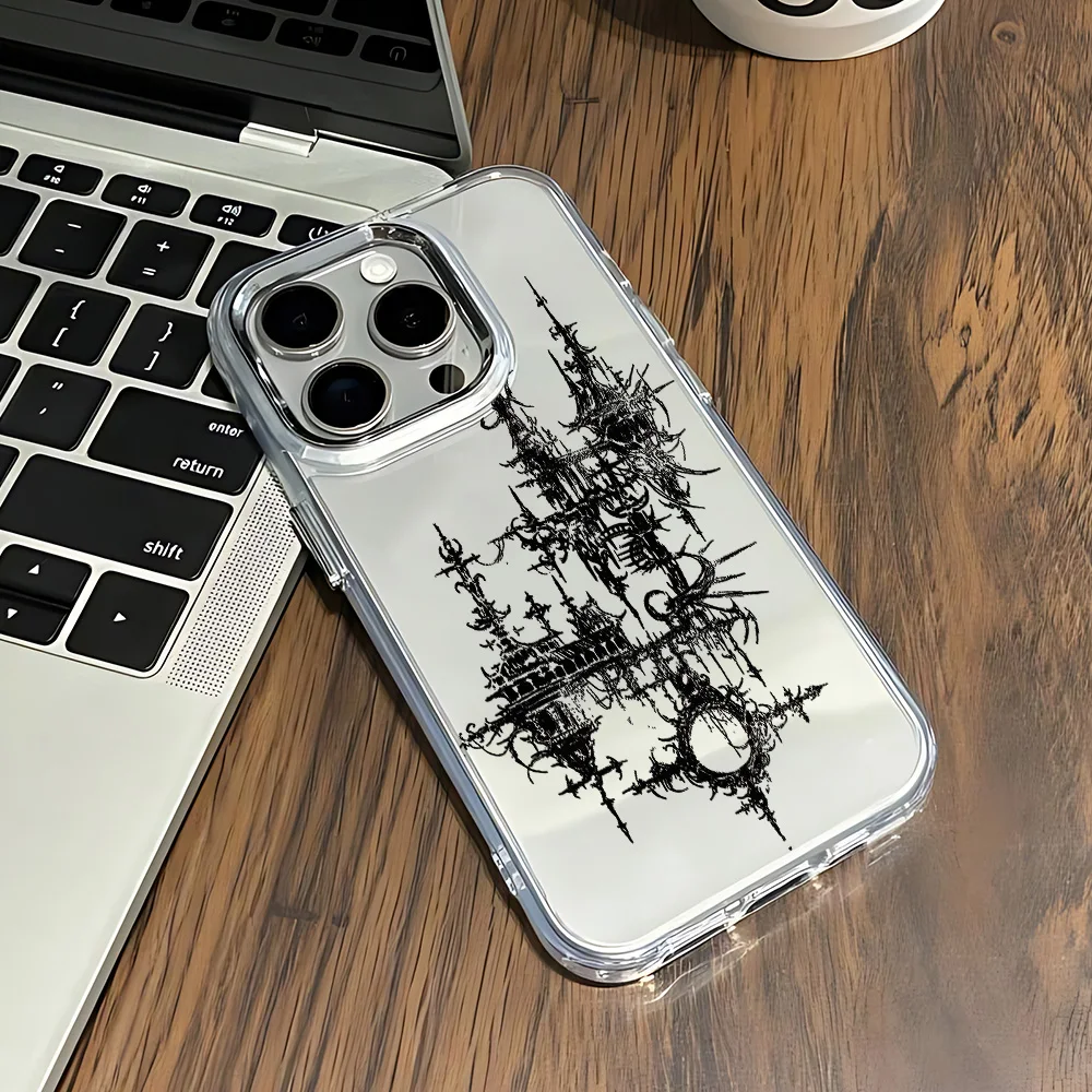 Schwarze Retro Gothic Style Y2K Handyhülle für Xiaomi Mi 15 14T 14 12T 11T 11 Lite Poco M7 X7 X6 F5 F6 X5 GT Pro 4G 5G Soft Cover