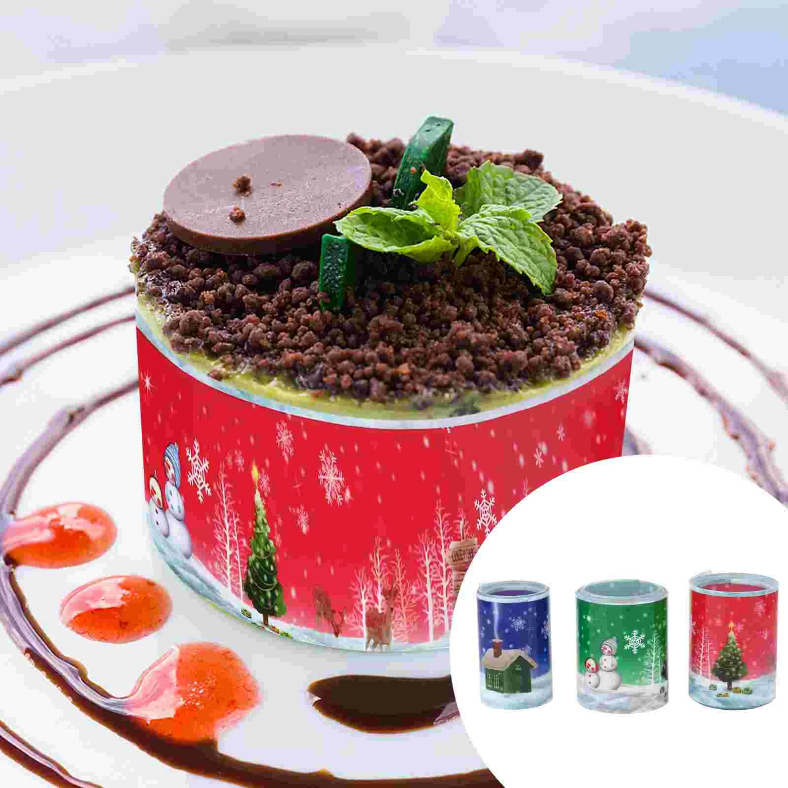

3 Rolls Cake Christmas Border Surround Accessory Surrounding Edge Cupcake Collar Decor Mousse Packing Packaging