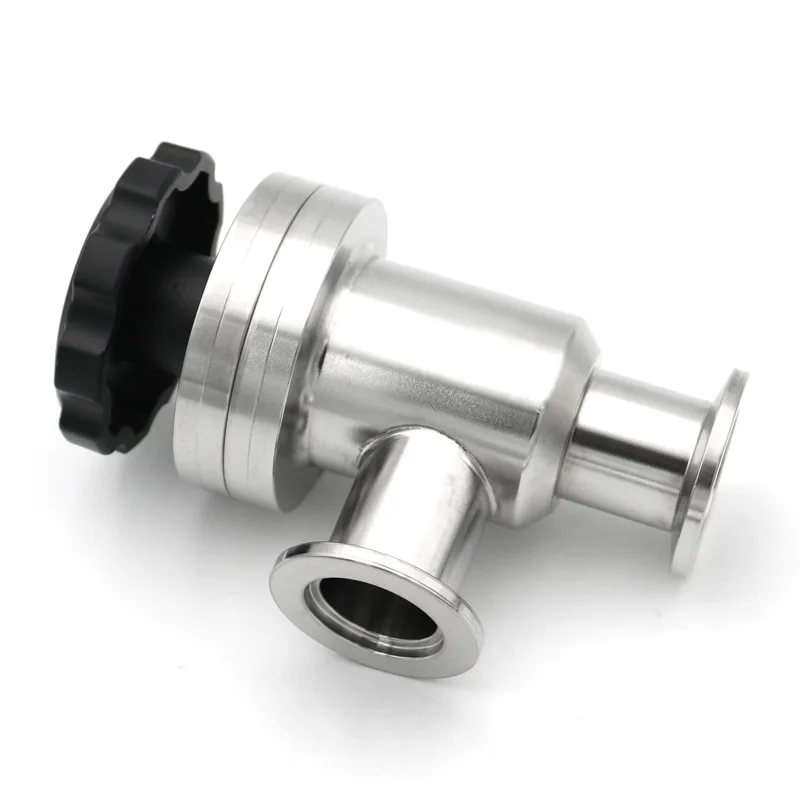 Stainless Steel L-type Manual High Vacuum Baffle Valve Angle Valve Vacuum Flapper Valve Gas Safety Valve KF16 KF25 KF40 KF50