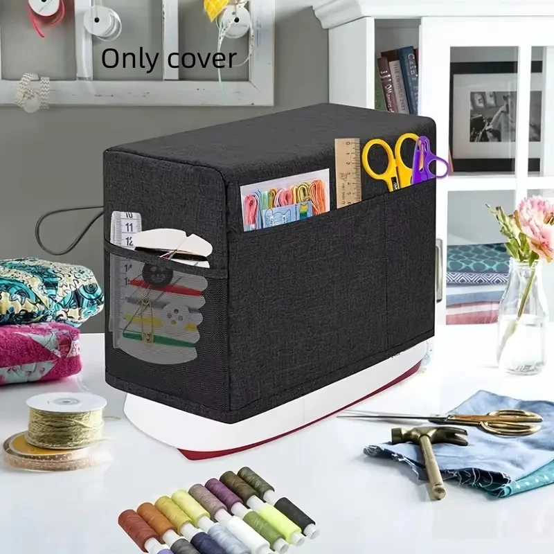 Durable Gray Oxford Fabric Sewing Machine Dust Cover with Storage Pockets，selection: black, grey, purple, blue and pink