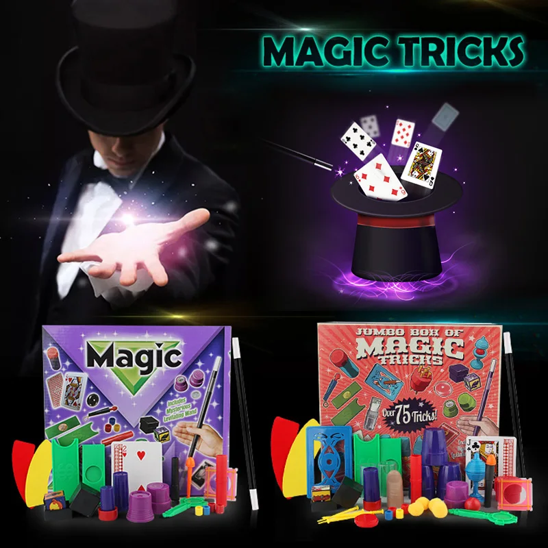 17pcs/Sets Funny Children\'s Magical Props Sets Classic Magical Tricks Set Toys Card Magical Puzzle Toy Sets For Kids Gifts