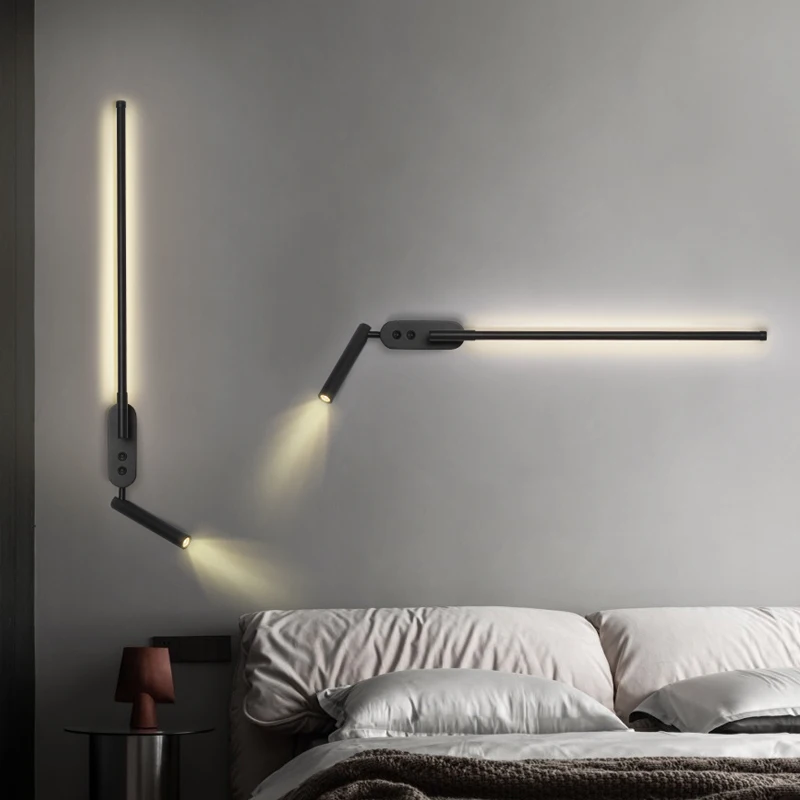 Imagem -06 - Moderno Longo Lâmpadas de Parede com Led Projectores Branco Preto Quarto Sala Estar Parede Luz on Off Interruptor Interior Casa Decorações