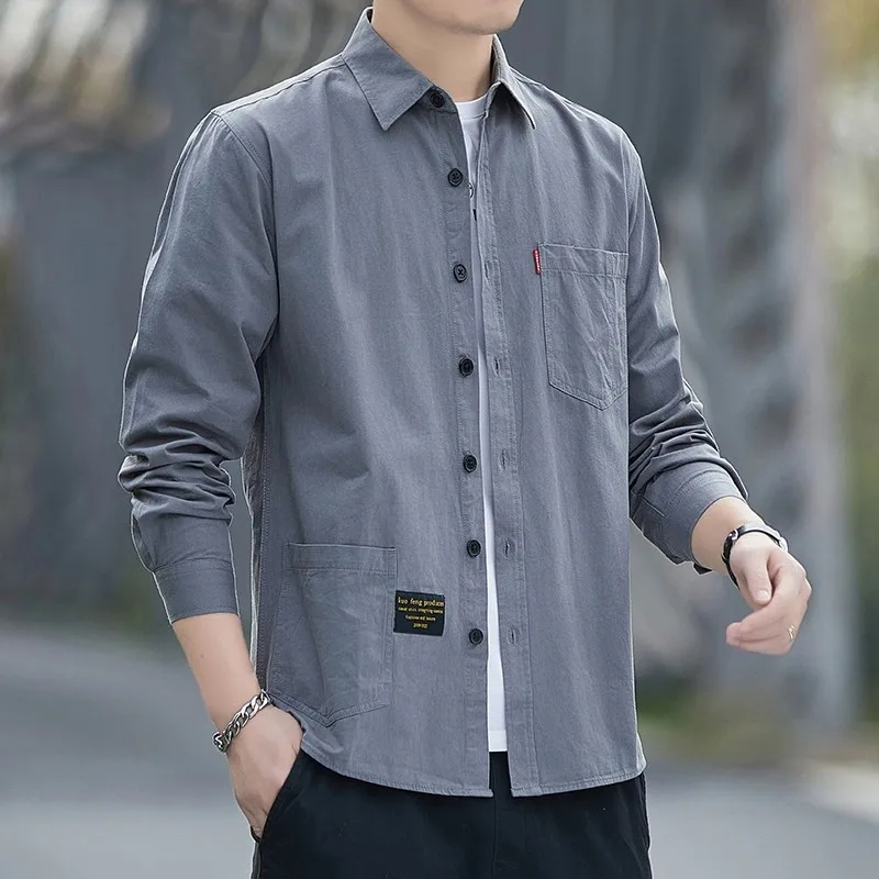 Men's Casual Long Sleeve Shirt Wear Resistant Dirt Proof Loose Fit Summer Workwear Turn-down Collar Industrial Outerwear