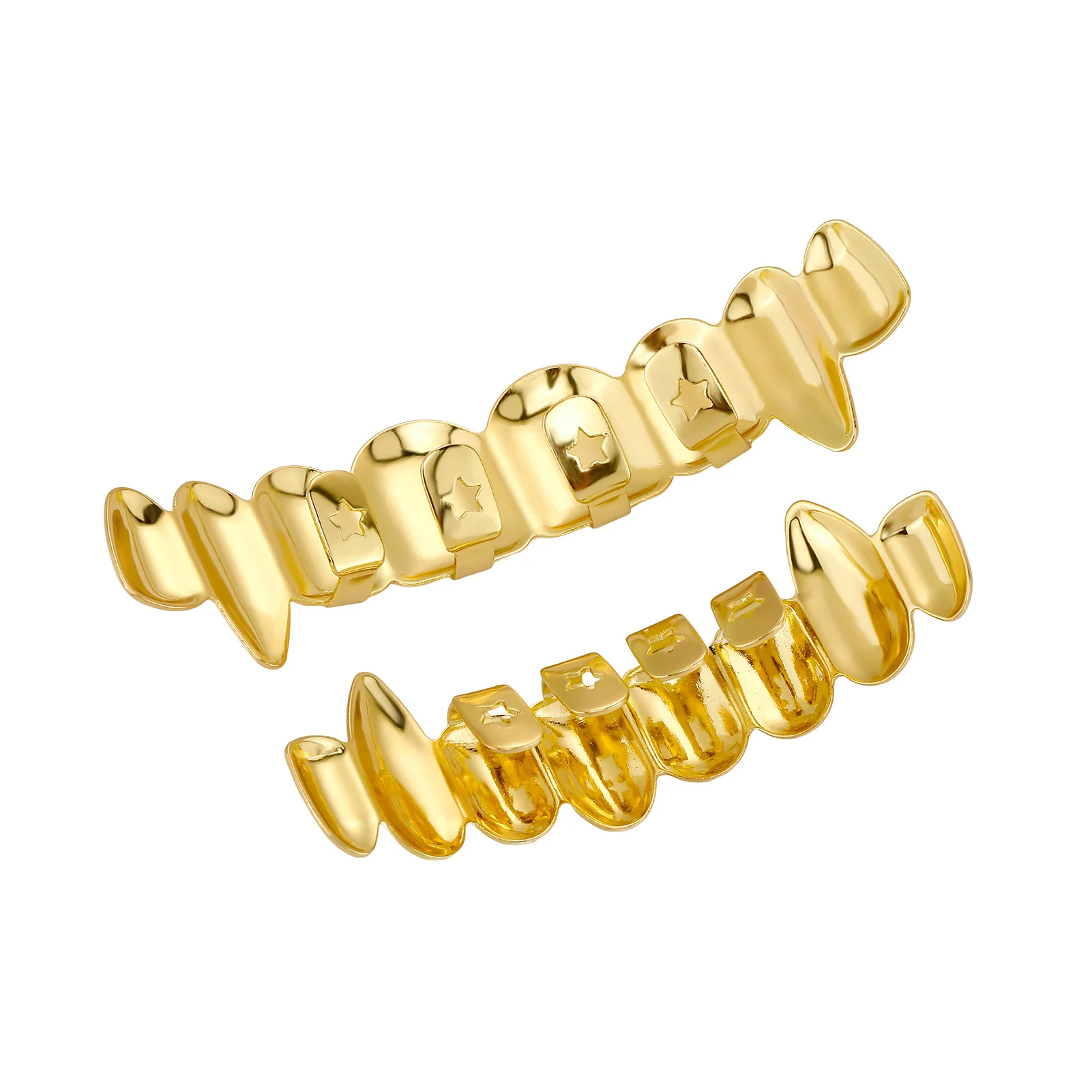 TOPGRILLZ الهيب هوب 8/8 مصاص دماء الأنياب لامعة الأسنان Grillz أعلى أسفل الفم الأسنان قبعات للنساء الرجال المجوهرات هالوين تأثيري هدية