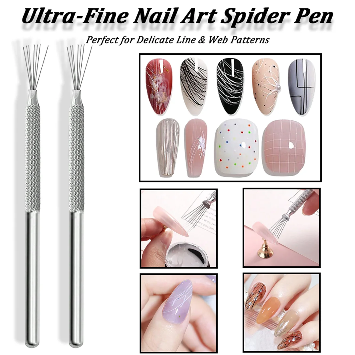4/6pcs Nail Art Spider Pen, Ultra Fine Detail Line Drawing Tool For Spider Gel, Web Pattern Painting, DIY Manicure Salon Supply