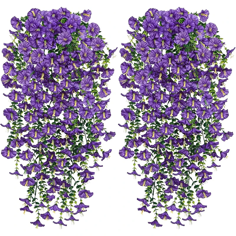 1/2Pc 75cm Witte Kunstmatige Morning Glory Muur Opknoping Faux Violet Planten Opknoping Bloemen Wijnstokken voor Huis Tuin bruiloft Decor - afbeelding 1